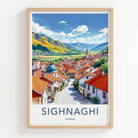 Sighnaghi Poster - Georgia Wall Art - Bright Mountain Village Home Decor