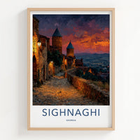 SIGHNAGHI Poster - Georgia Wall Art - Historic Town Sunset Home Decor