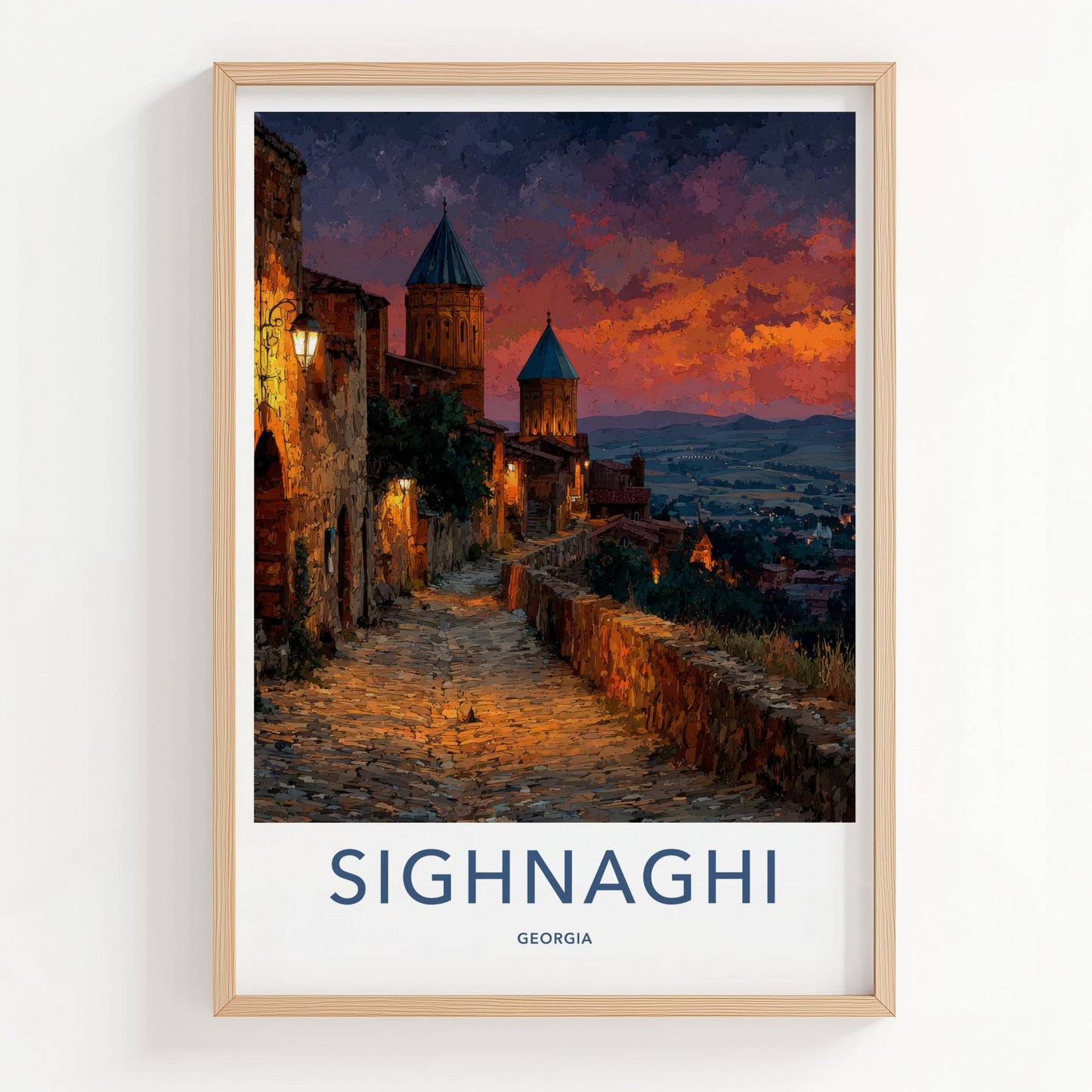 SIGHNAGHI Poster - Georgia Wall Art - Historic Town Sunset Home Decor