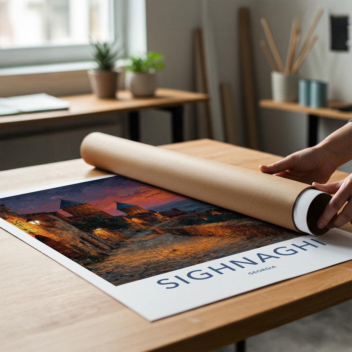 SIGHNAGHI Poster - Georgia Wall Art - Historic Town Sunset Home Decor