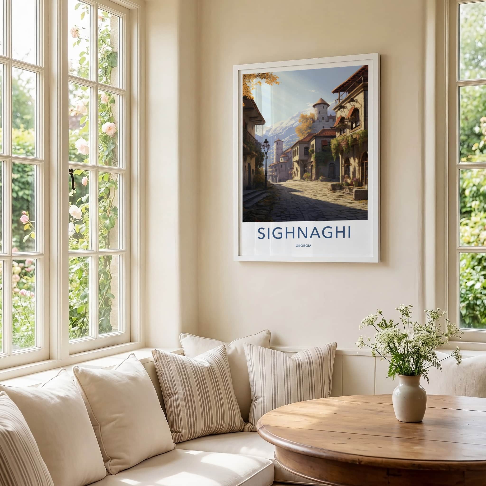 Sighnaghi Poster - Georgia Wall Art - Historic Town Towers Home Decor