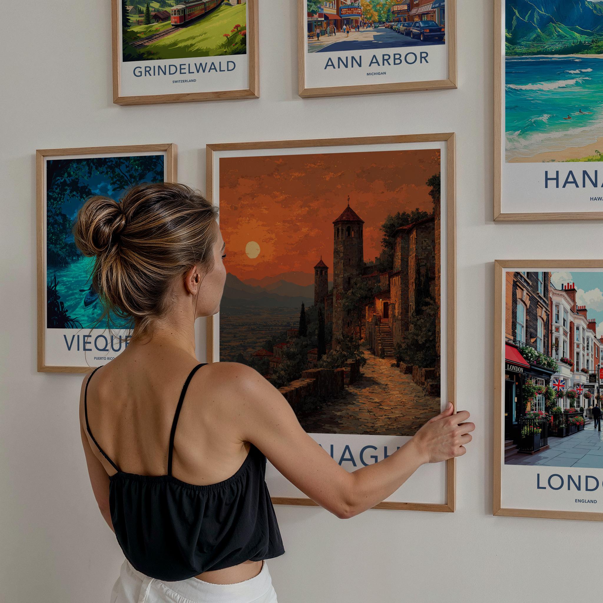 Sighnaghi Poster - Georgia Wall Art - Sunset Fortified City Home Decor