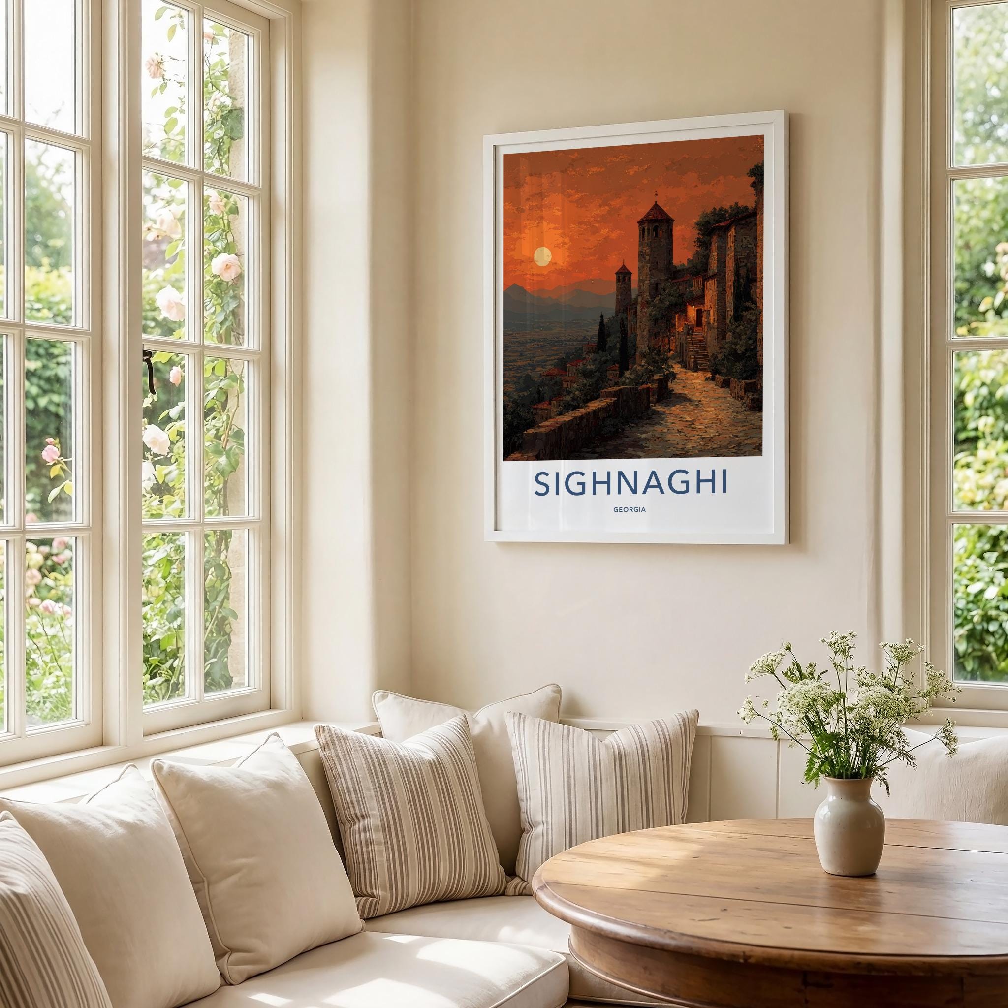 Sighnaghi Poster - Georgia Wall Art - Sunset Fortified City Home Decor