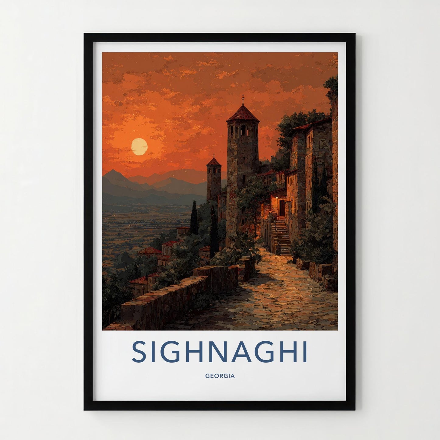 Sighnaghi Poster - Georgia Wall Art - Sunset Fortified City Home Decor