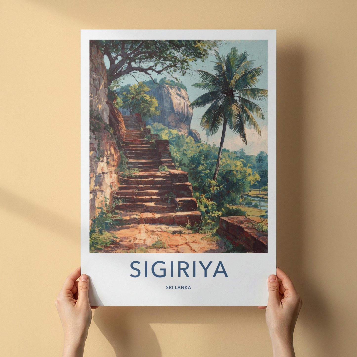 Sigiriya Poster - Sri Lanka Travel Art - Ancient Brick Stairs Home Decor