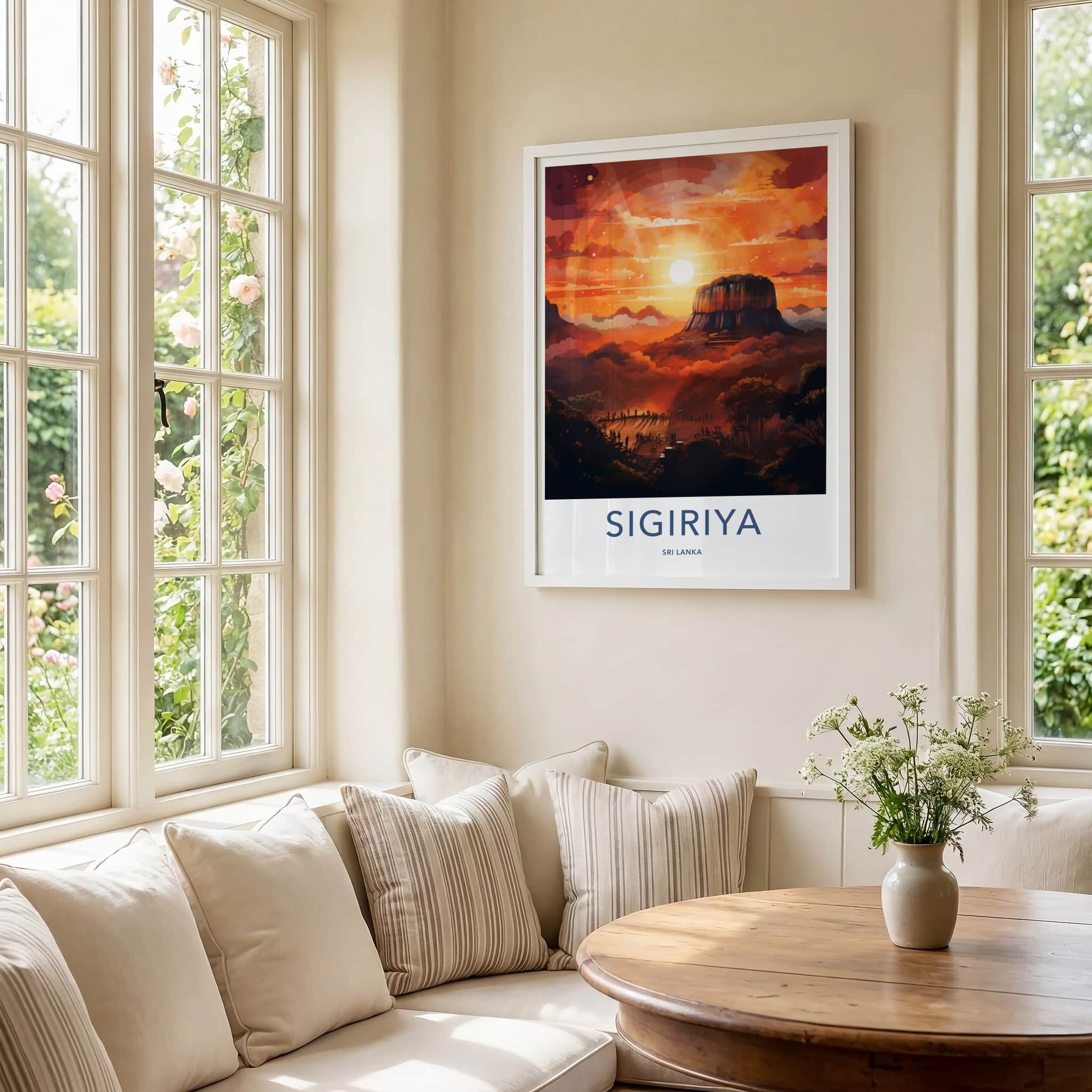 Sigiriya Poster - Sri Lanka Travel Art - Ancient Citadel Sunset Home Decor