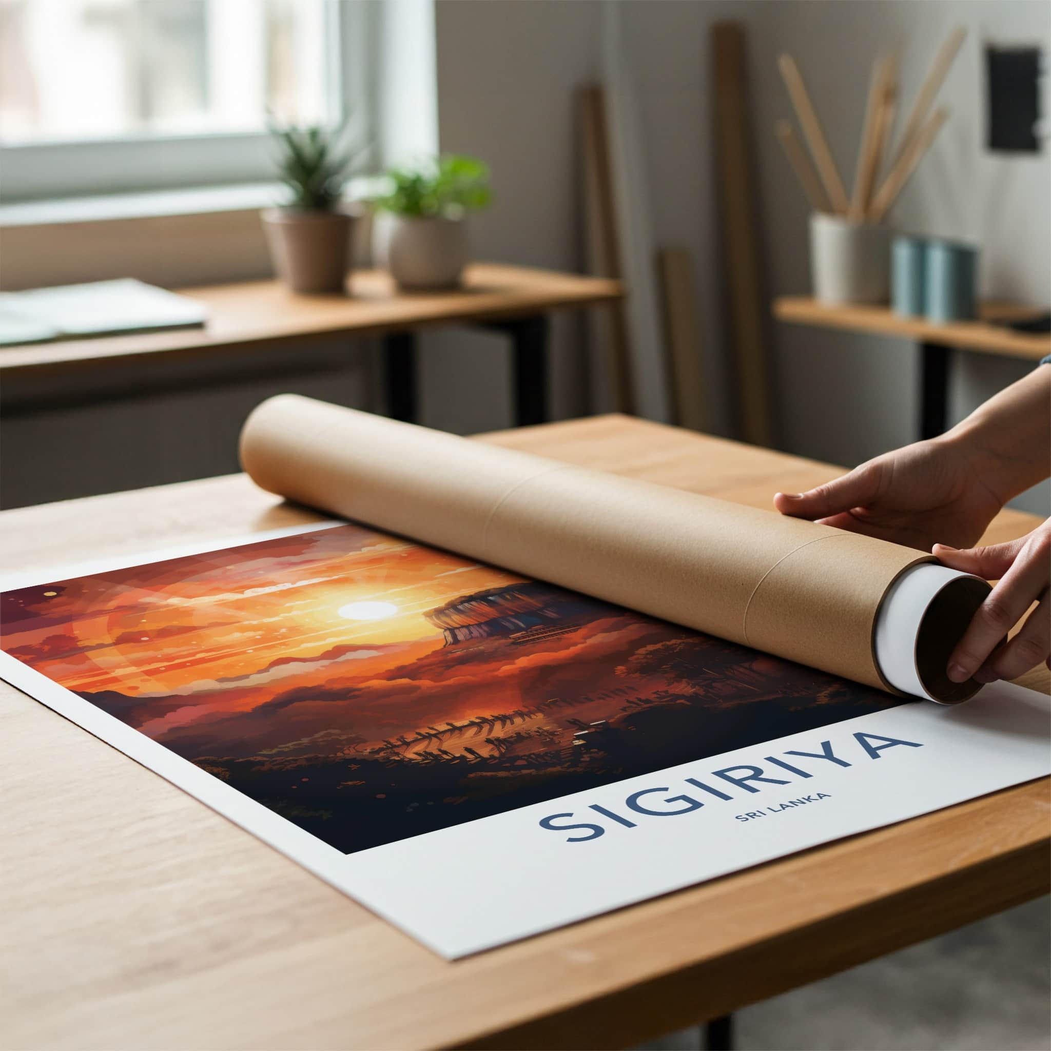 Sigiriya Poster - Sri Lanka Travel Art - Ancient Citadel Sunset Home Decor