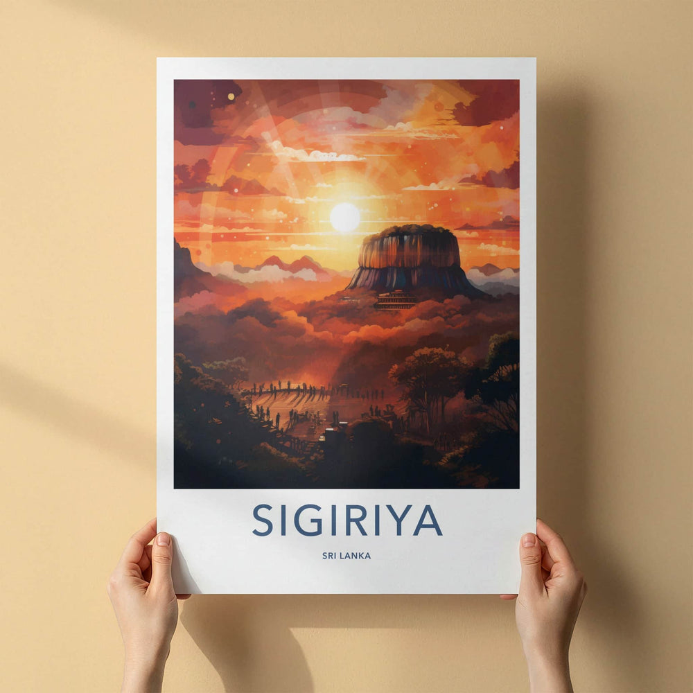Sigiriya Poster - Sri Lanka Travel Art - Ancient Citadel Sunset Home Decor