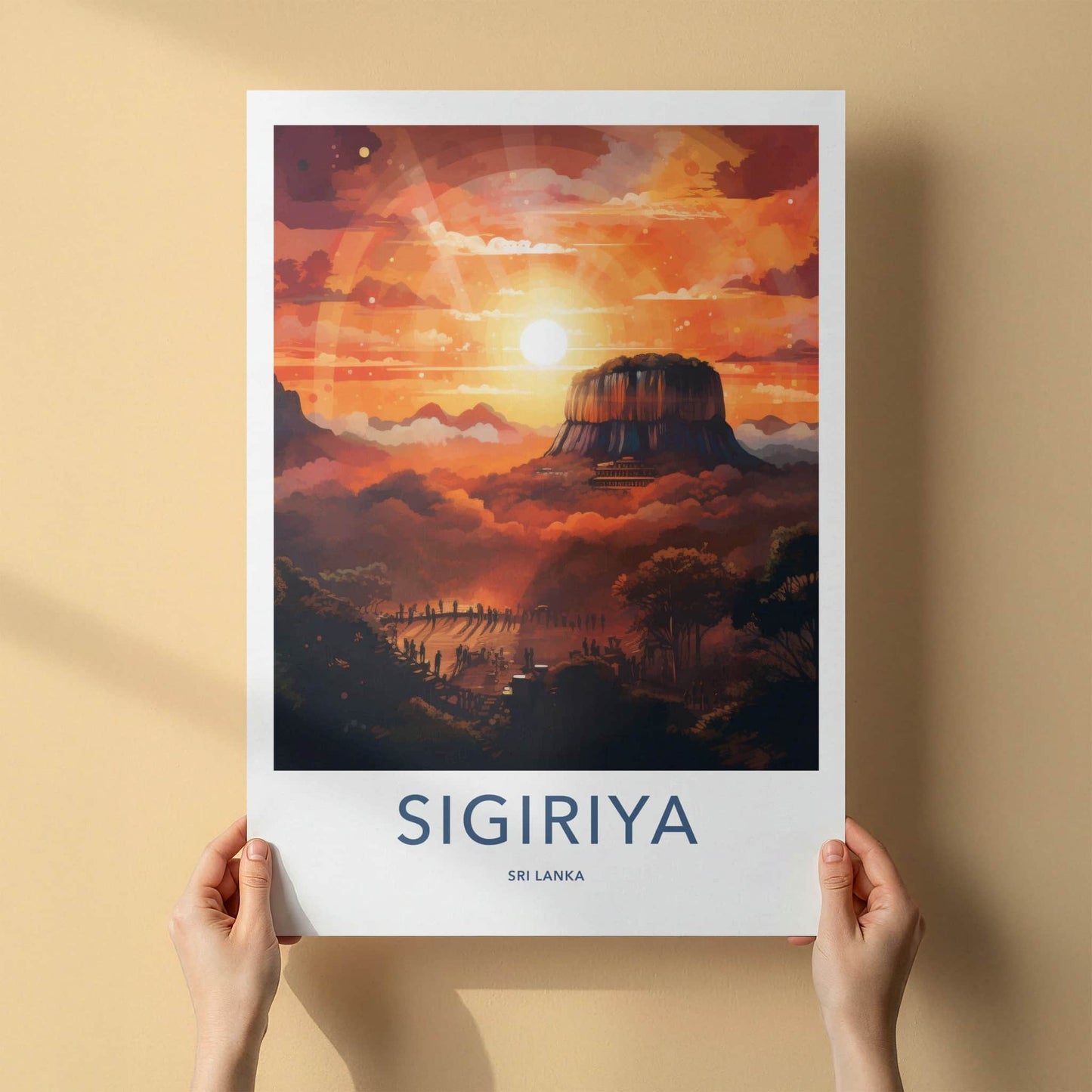 Sigiriya Poster - Sri Lanka Travel Art - Ancient Citadel Sunset Home Decor