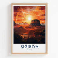 Sigiriya Poster - Sri Lanka Travel Art - Ancient Citadel Sunset Home Decor