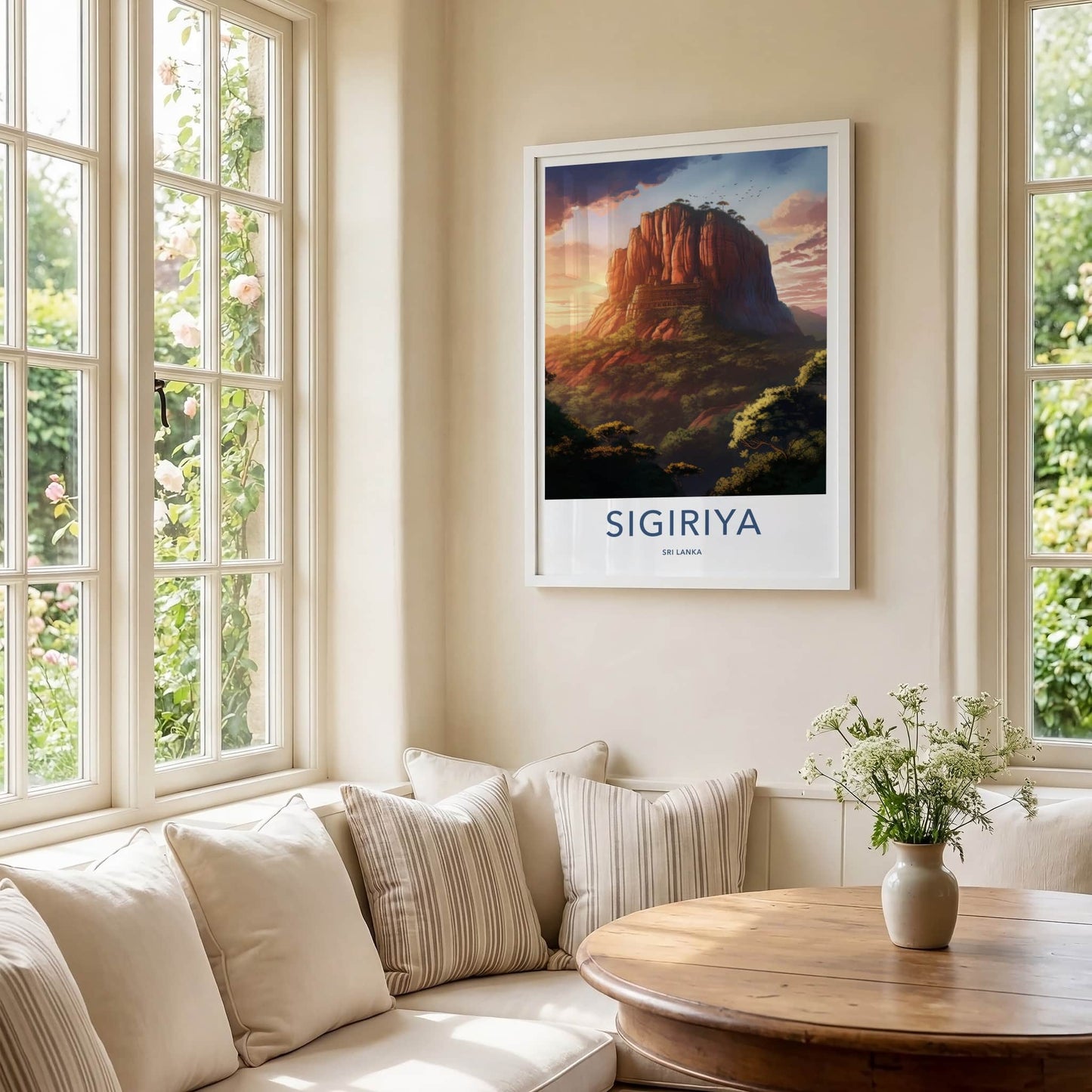 Sigiriya Poster - Sri Lanka Travel Art - Ancient Fortress Sunset Home Decor