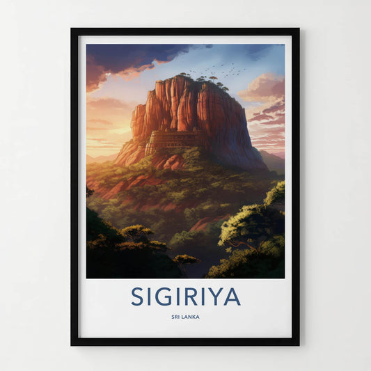 Sigiriya Poster - Sri Lanka Travel Art - Ancient Fortress Sunset Home Decor
