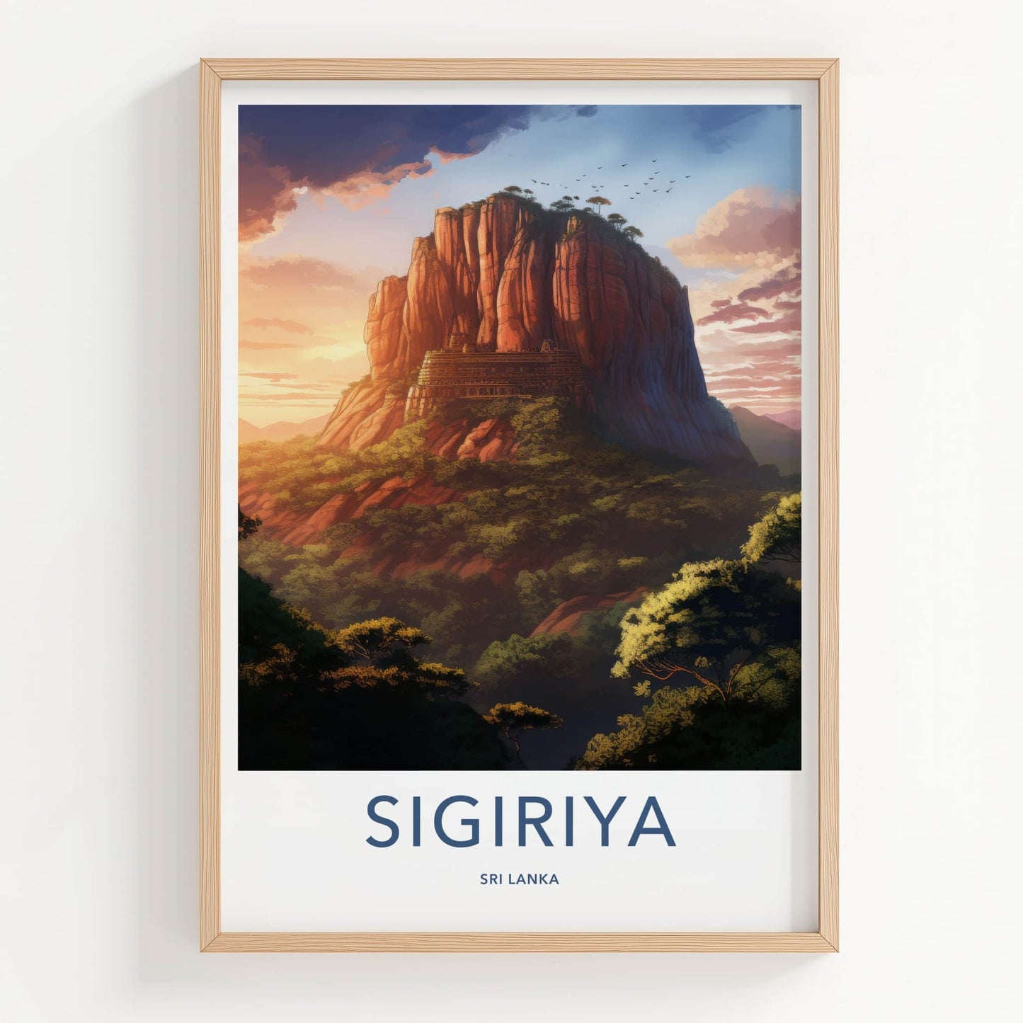 Sigiriya Poster - Sri Lanka Travel Art - Ancient Fortress Sunset Home Decor