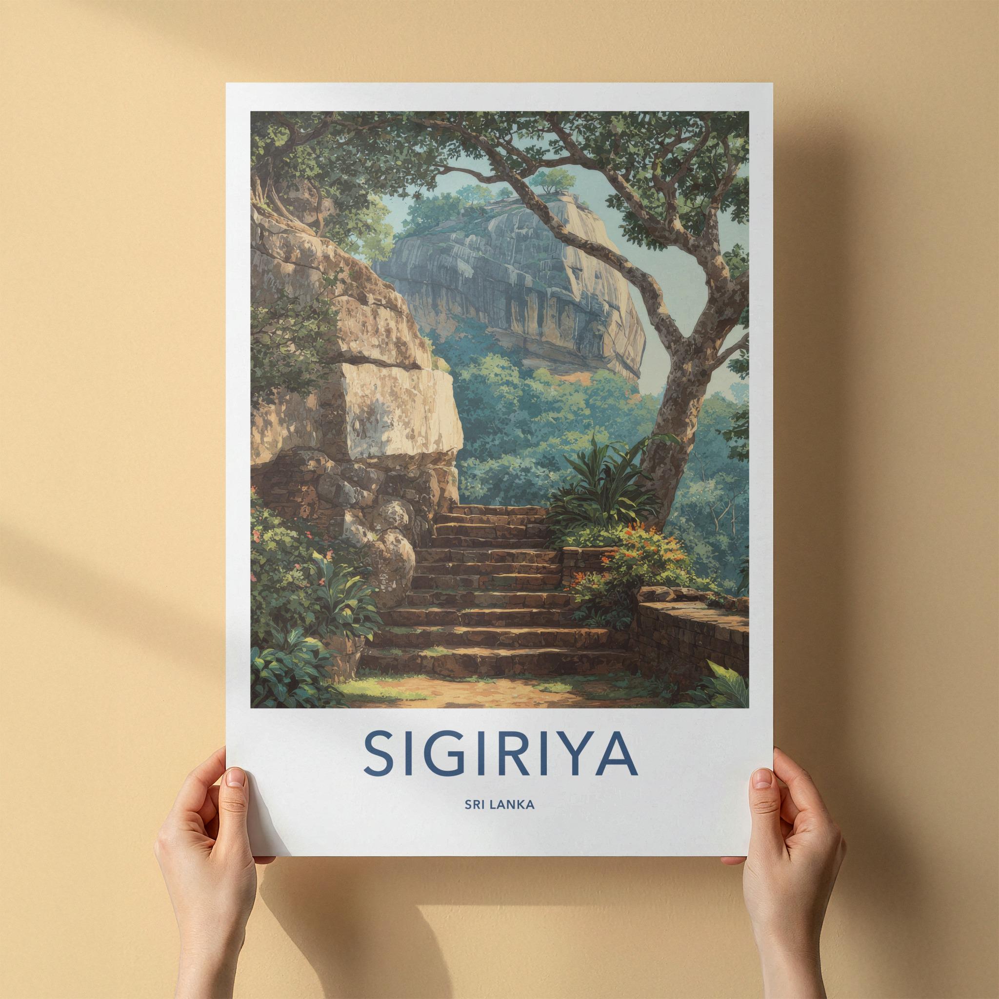 Sigiriya Poster - Sri Lanka Travel Art - Ancient Rock Fortress Home Decor