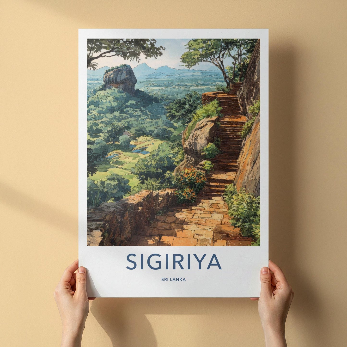 Sigiriya Poster - Sri Lanka Travel Art - Ancient Stone Steps Wall Decor