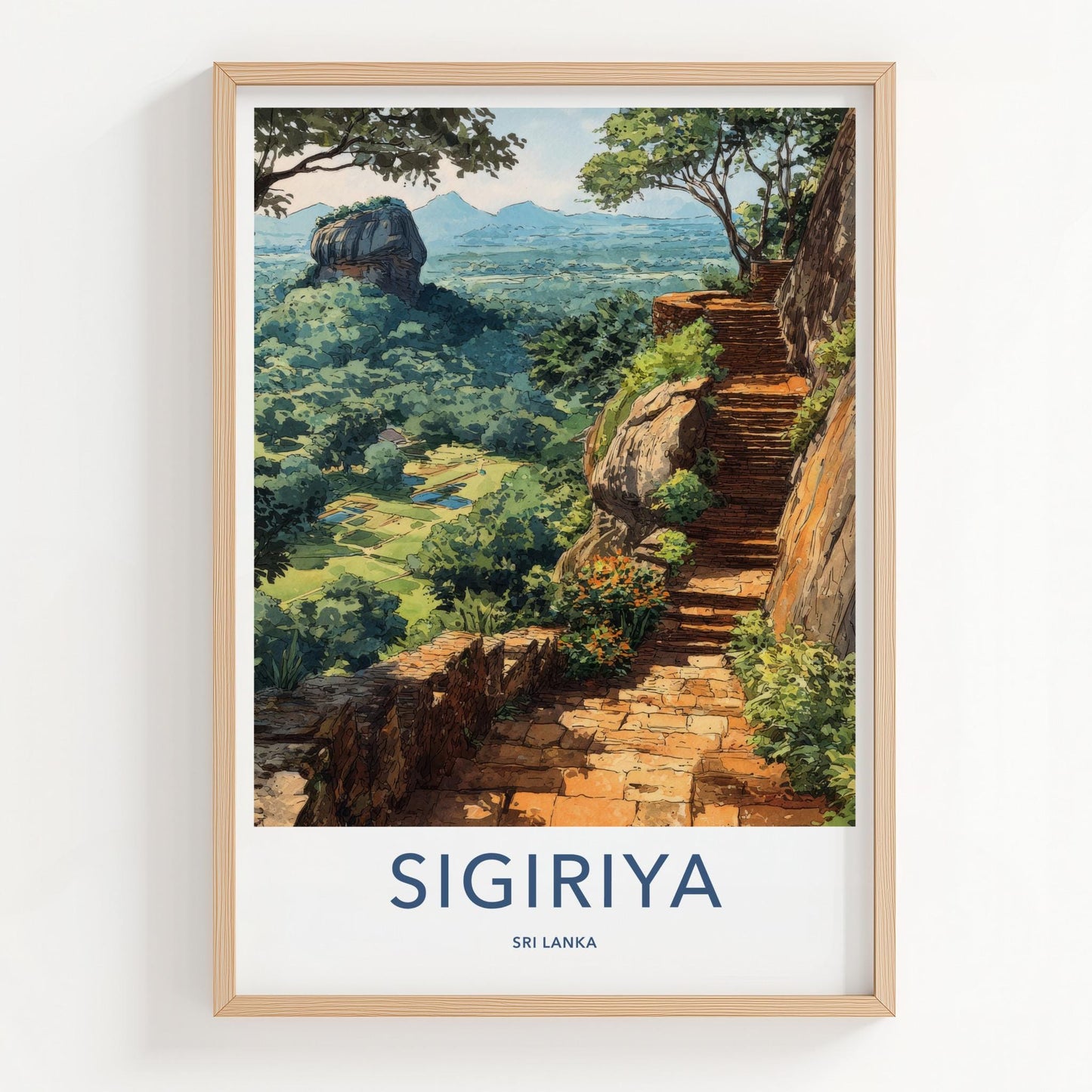 Sigiriya Poster - Sri Lanka Travel Art - Ancient Stone Steps Wall Decor