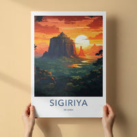 Sigiriya Poster - Sri Lanka Travel Art - Sunset Rock Fortress Home Decor
