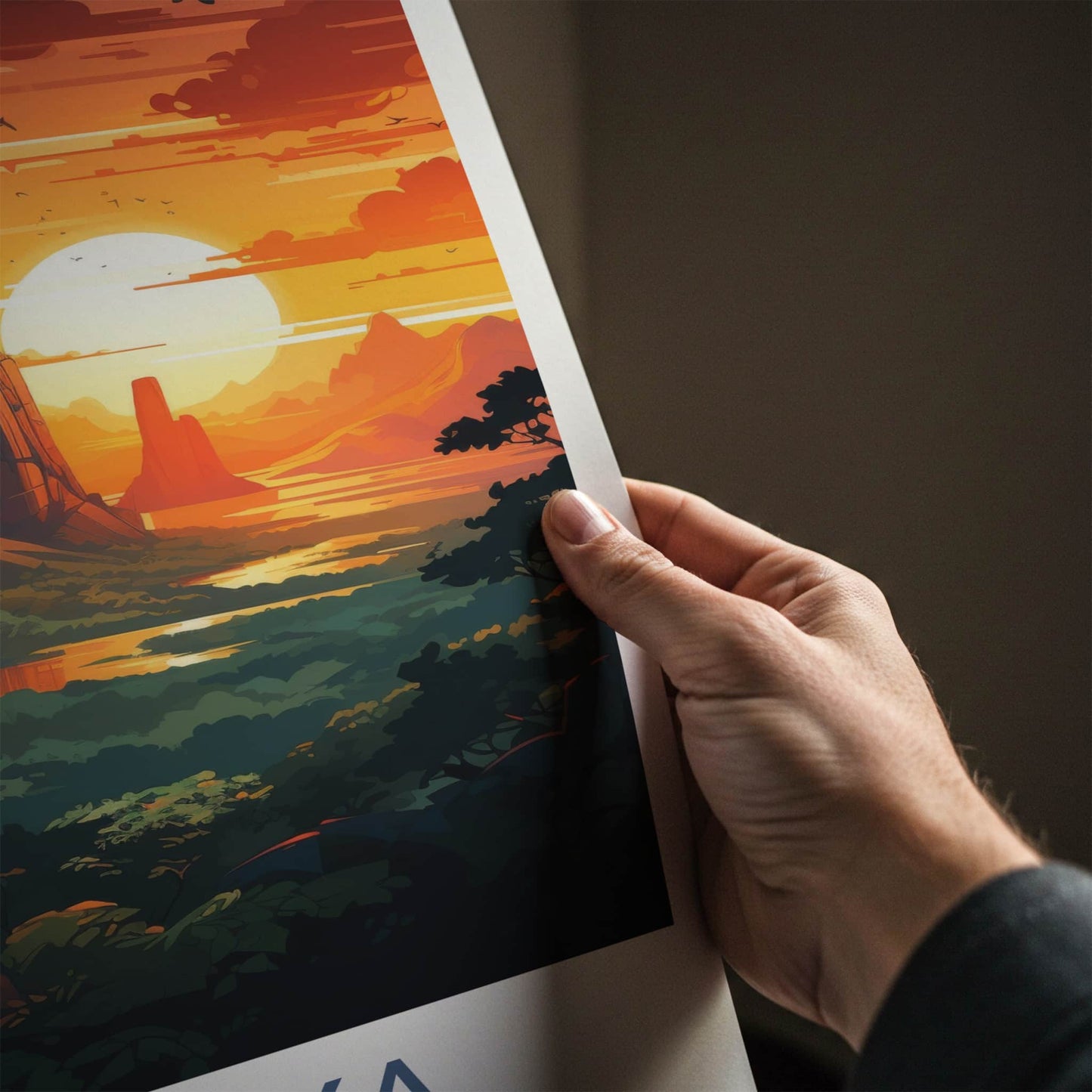 Sigiriya Poster - Sri Lanka Travel Art - Sunset Rock Fortress Home Decor
