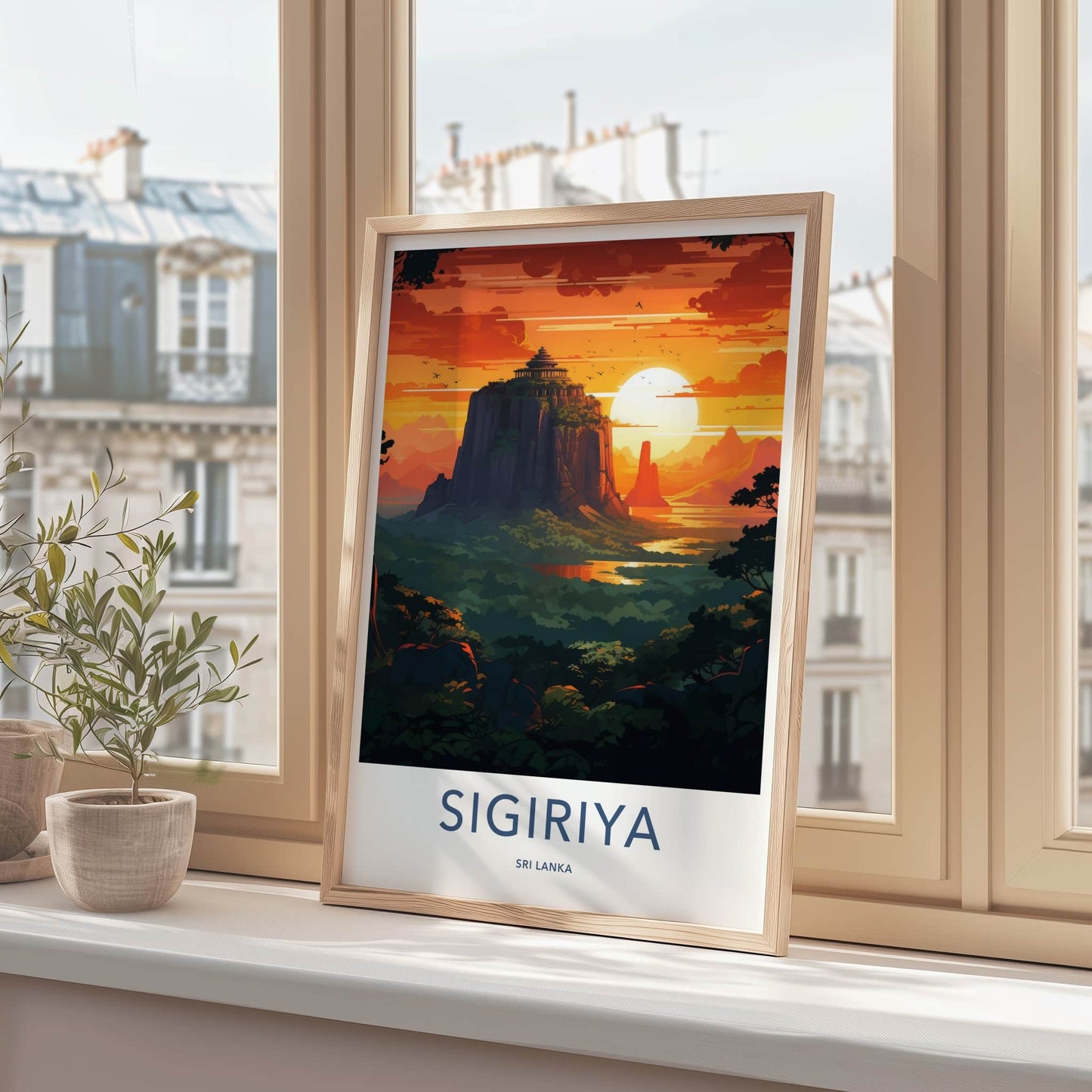 Sigiriya Poster - Sri Lanka Travel Art - Sunset Rock Fortress Home Decor