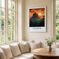 Sigiriya Poster - Sri Lanka Travel Art - Sunset Rock Fortress Home Decor