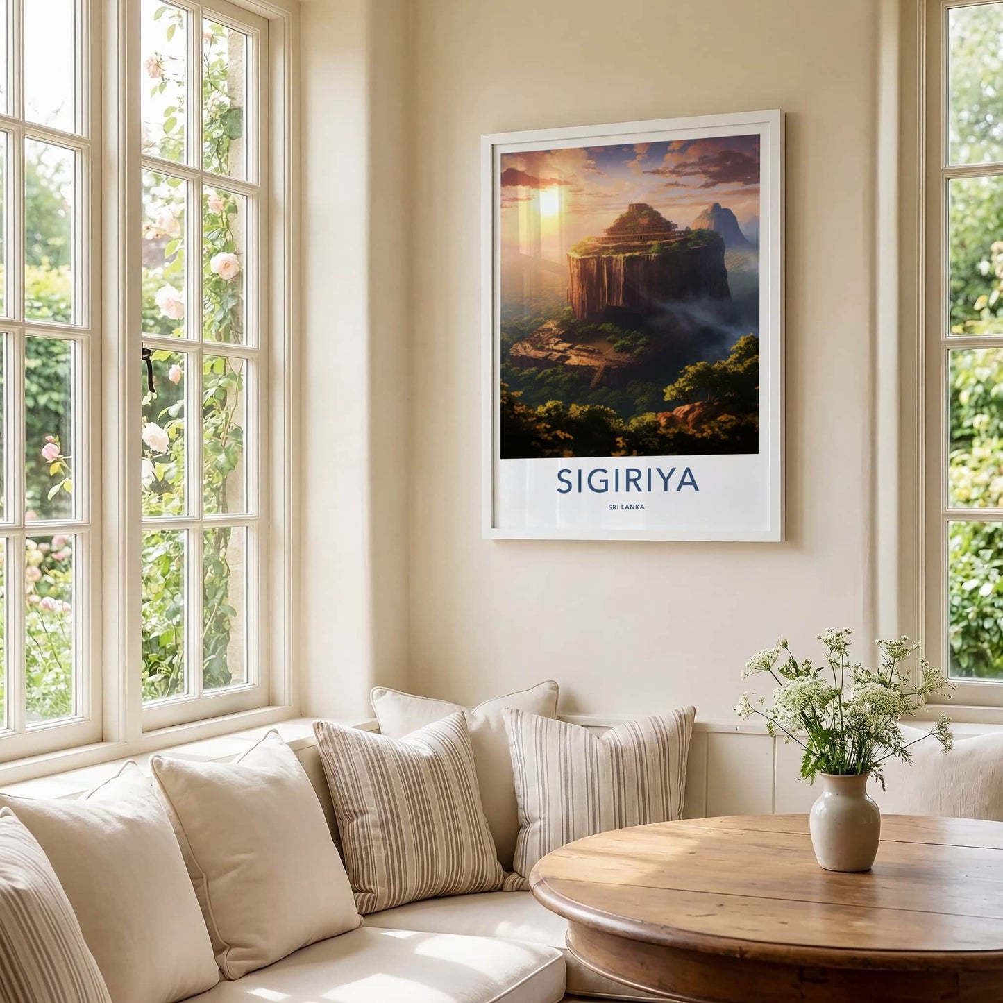 Sigiriya Poster - Sri Lanka Travel Art - Sunset Rock Fortress Home Decor