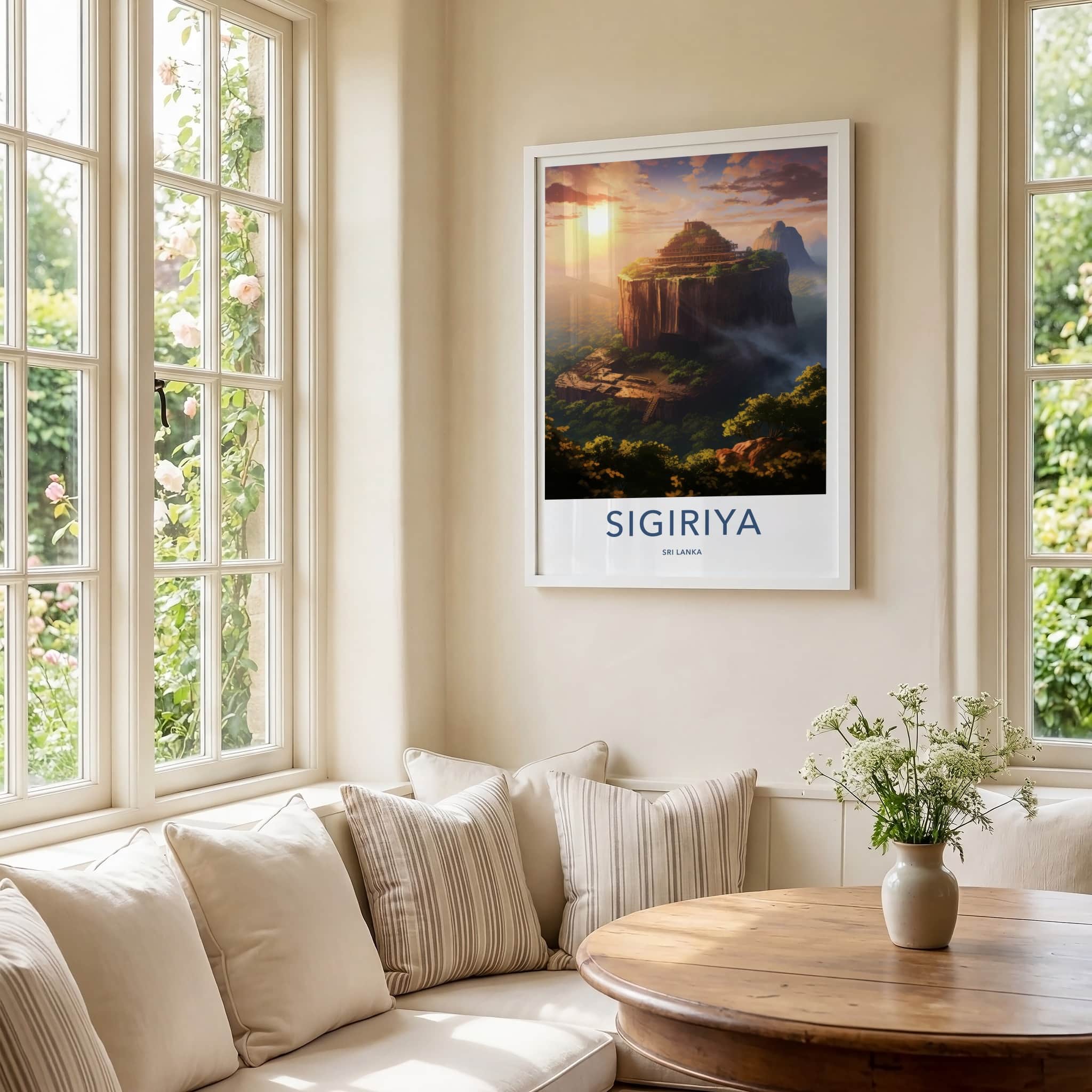 Sigiriya Poster - Sri Lanka Travel Art - Sunset Rock Fortress Home Decor