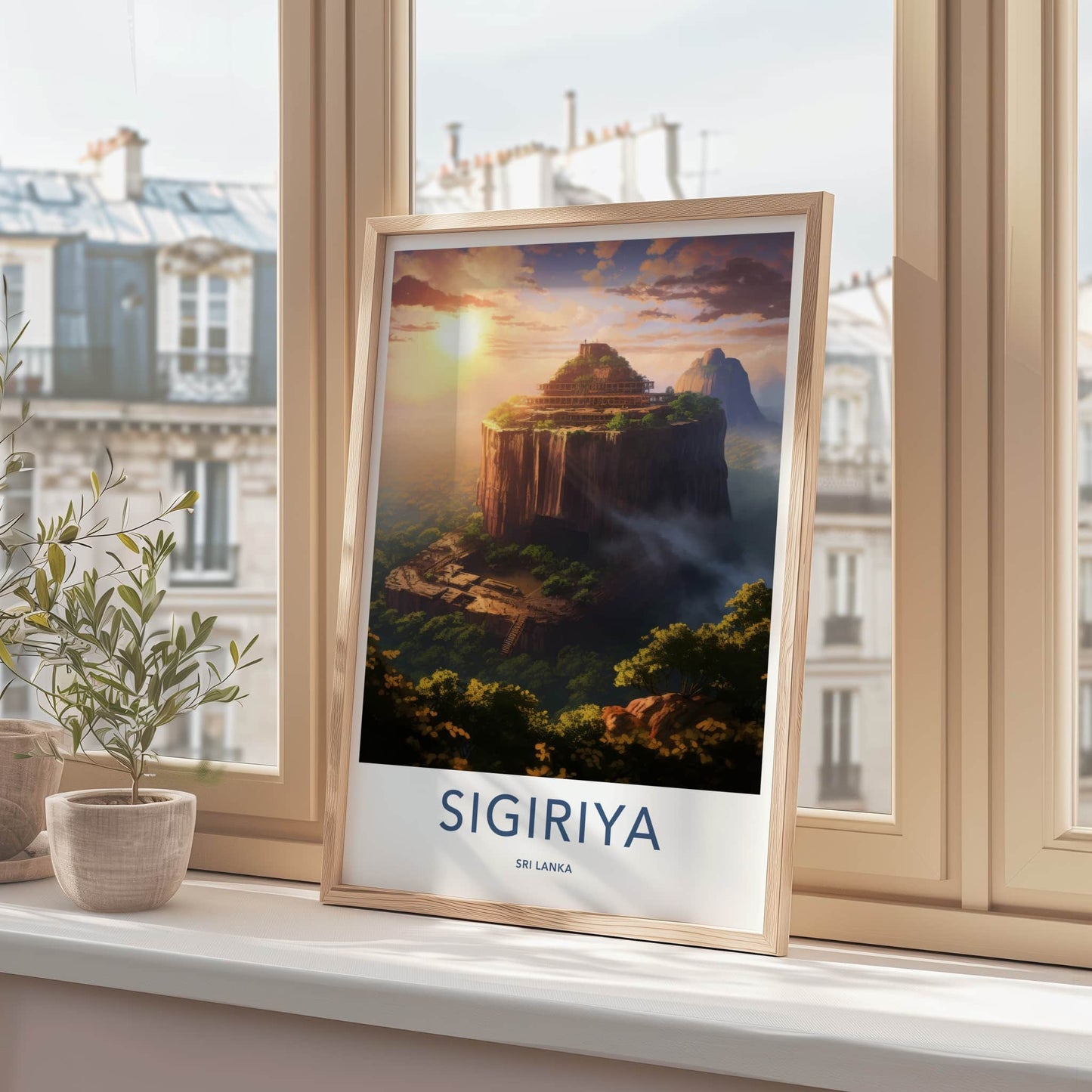 Sigiriya Poster - Sri Lanka Travel Art - Sunset Rock Fortress Home Decor