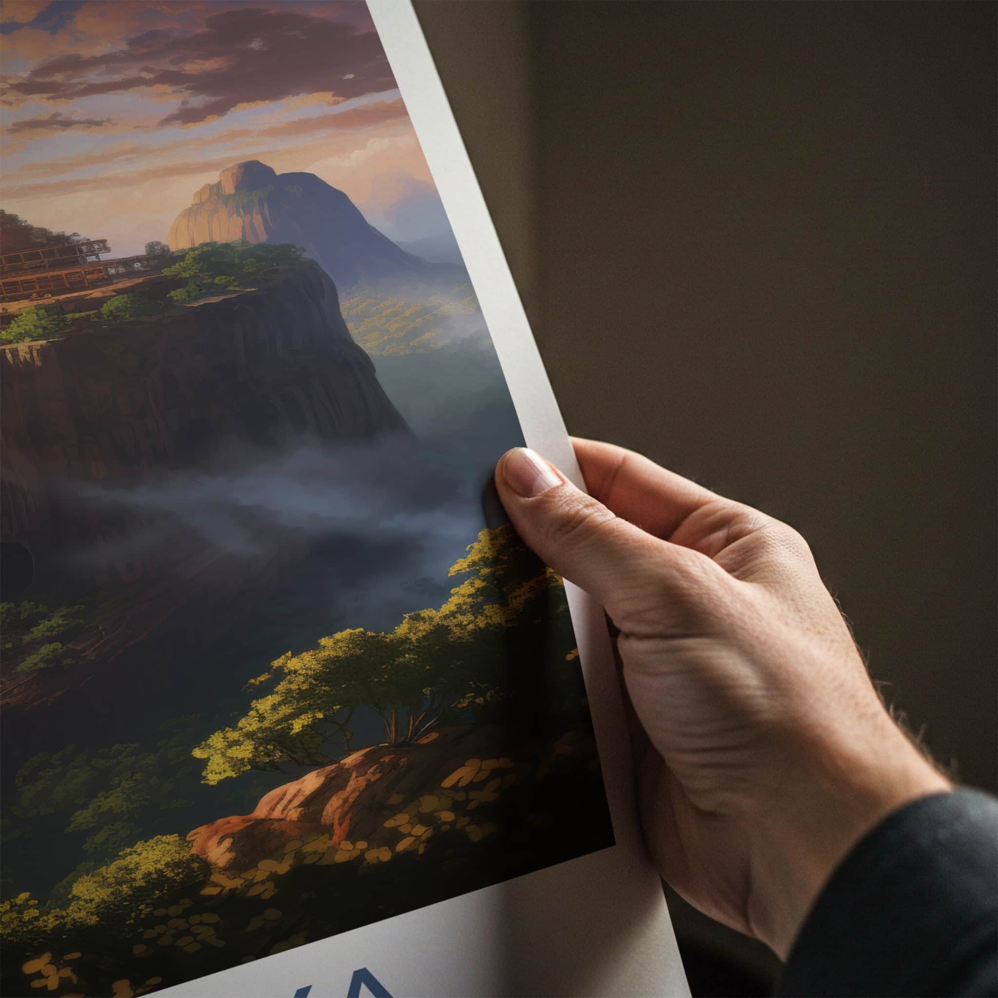 Sigiriya Poster - Sri Lanka Travel Art - Sunset Rock Fortress Home Decor