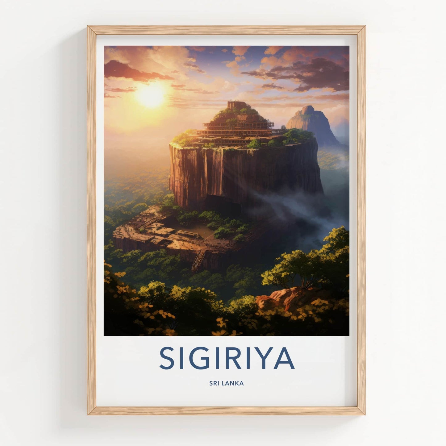 Sigiriya Poster - Sri Lanka Travel Art - Sunset Rock Fortress Home Decor