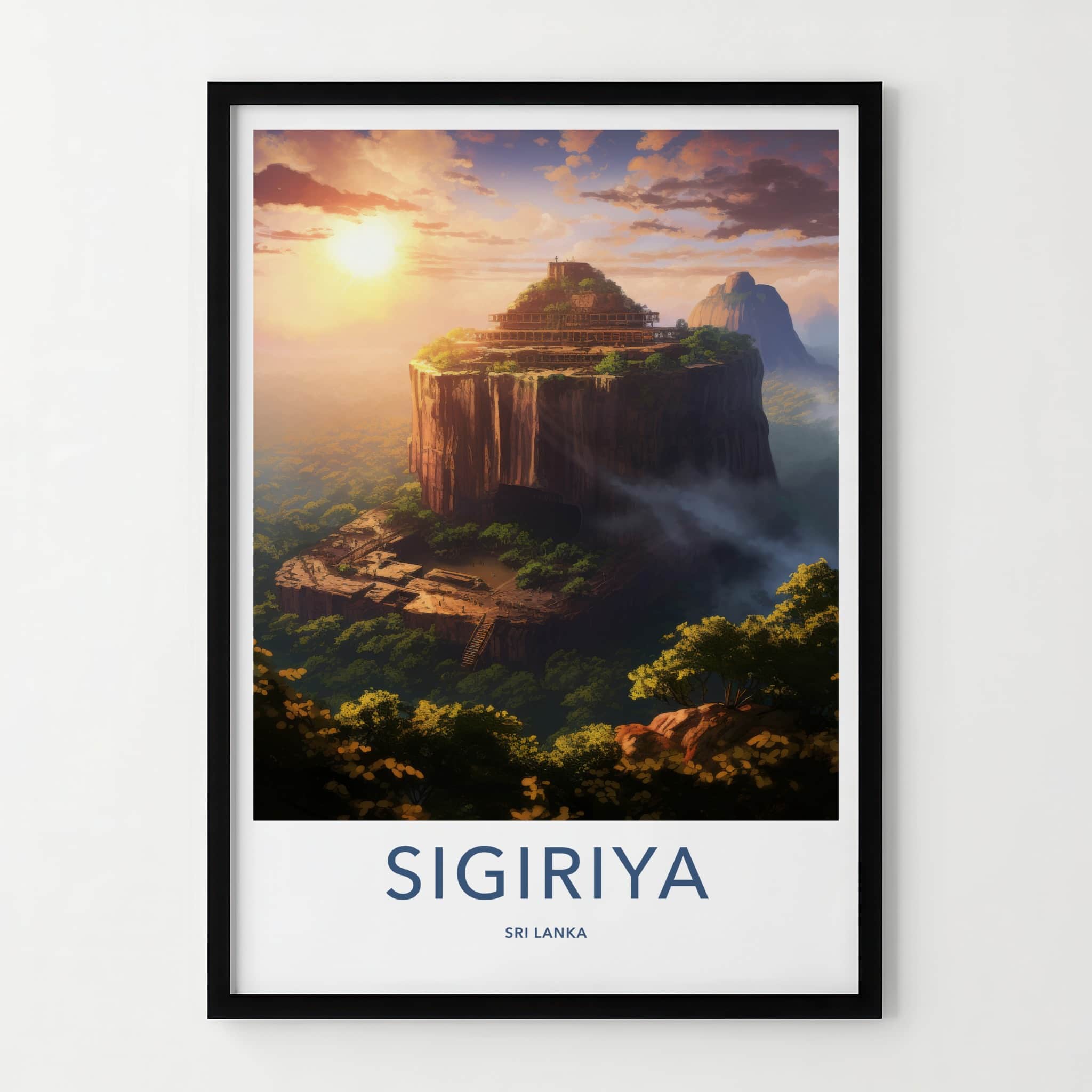 Sigiriya Poster - Sri Lanka Travel Art - Sunset Rock Fortress Home Decor
