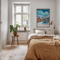 Siglufjordur Poster - Iceland Travel Art - Snowy Town Market Home Decor