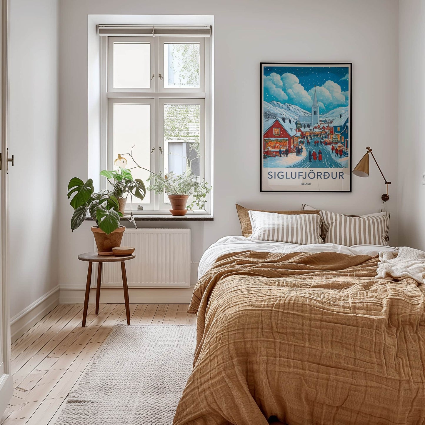 Siglufjordur Poster - Iceland Travel Art - Snowy Town Market Home Decor