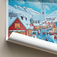 Siglufjordur Poster - Iceland Travel Art - Snowy Town Market Home Decor