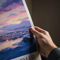 Siglufjordur Poster - Iceland Travel Art - Winter Village Fjord Home Decor