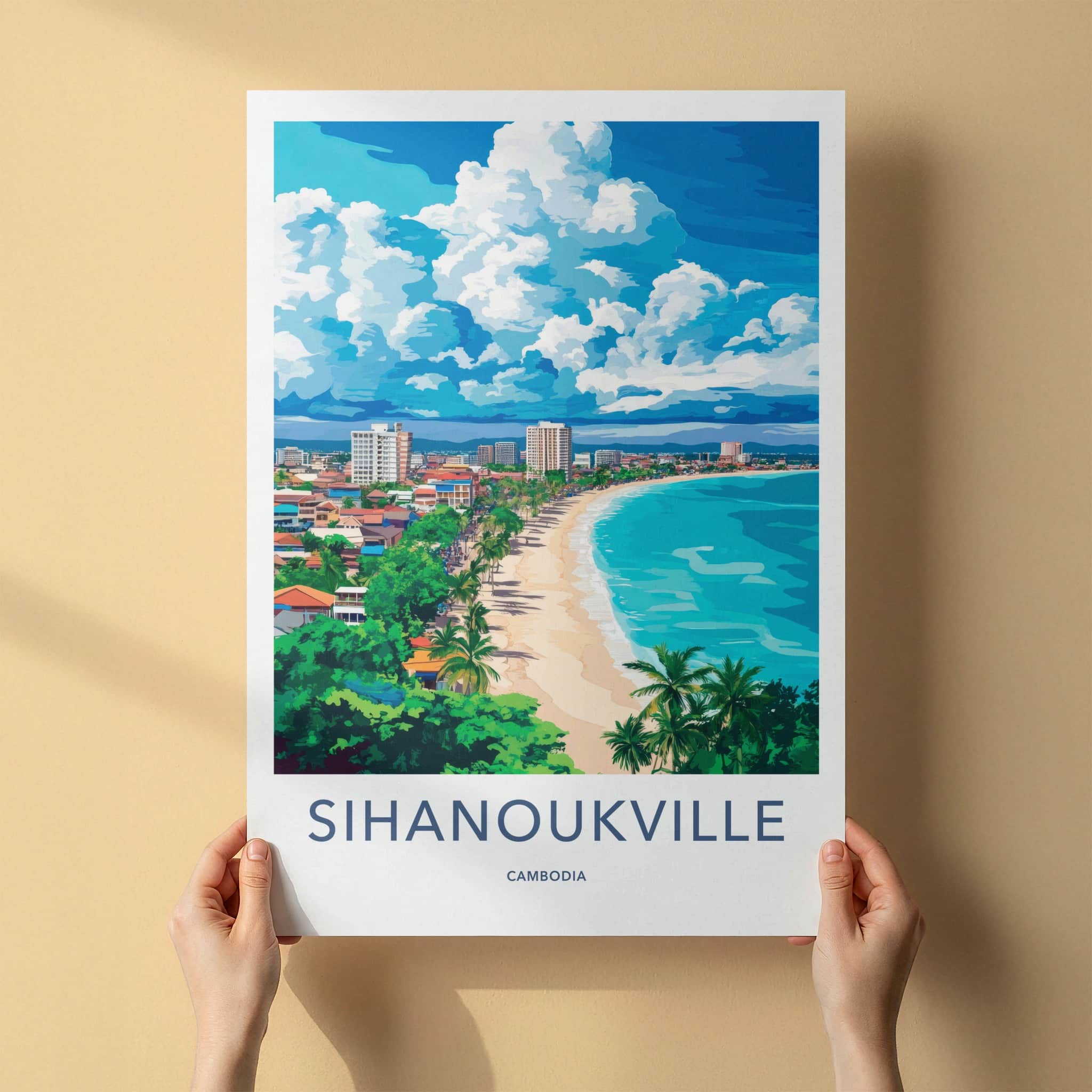Sihanoukville Poster - Cambodia Travel Art - Coastal City Beach Home Decor