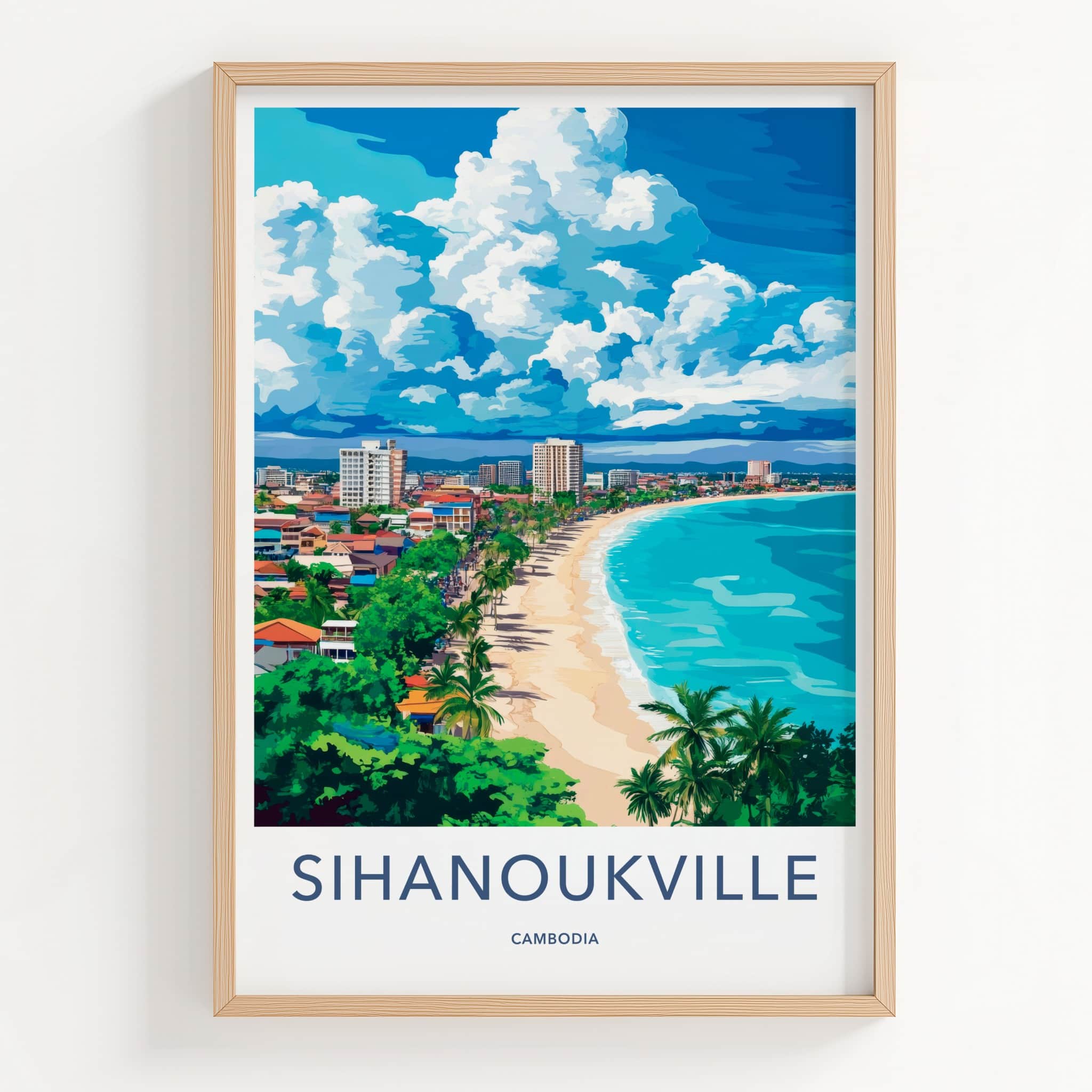 Sihanoukville Poster - Cambodia Travel Art - Coastal City Beach Home Decor