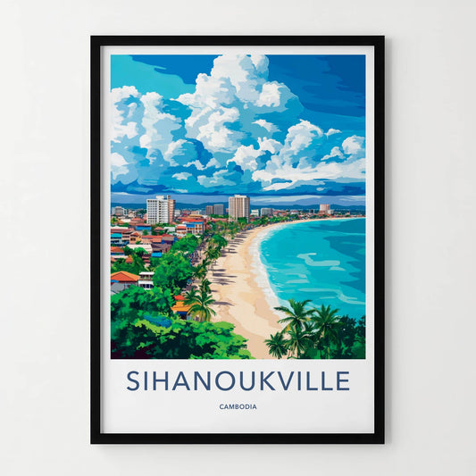 Sihanoukville Poster - Cambodia Travel Art - Coastal City Beach Home Decor