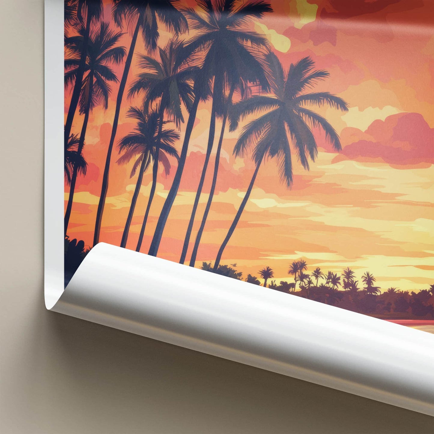 Sihanoukville Poster - Cambodia Travel Art - Fiery Beach Sunset Home Decor