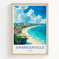 Sihanoukville Poster - Cambodia Travel Art - Sunny Coastal Beach Home Decor