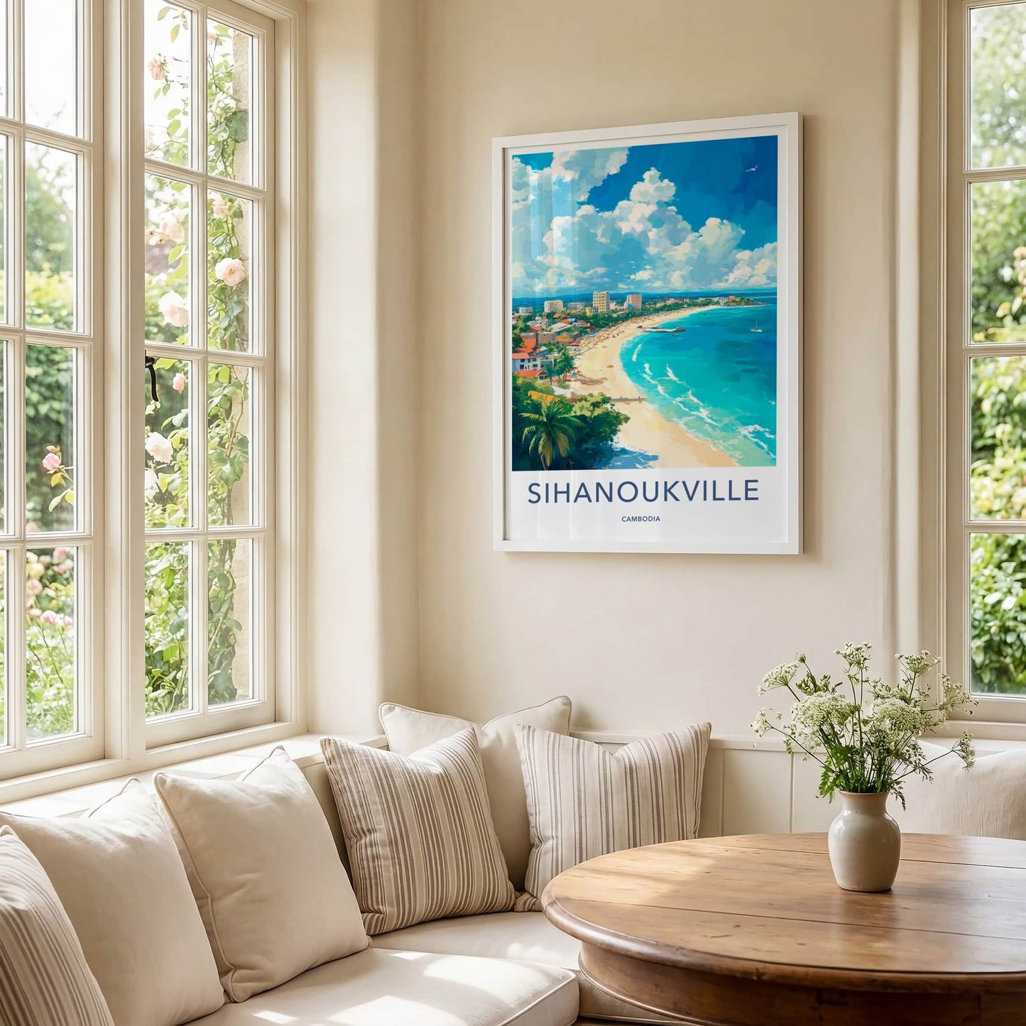 Sihanoukville Poster - Cambodia Travel Art - Sunny Coastal Beach Home Decor