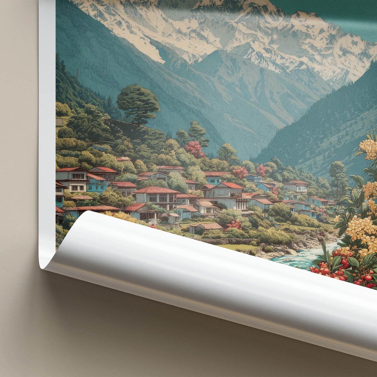 Sikkim Poster - India Travel Art - Mountain River Village Wall Decor