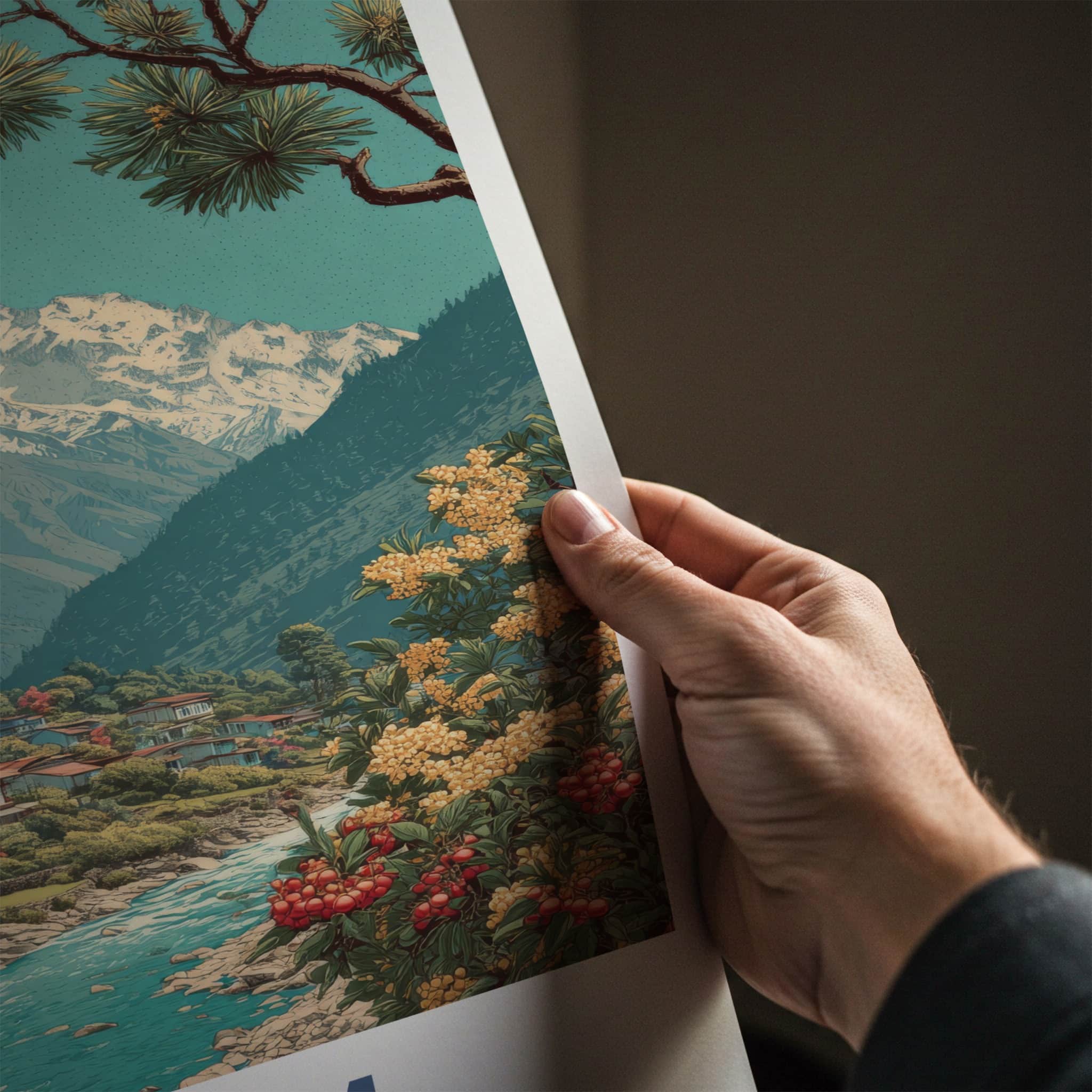 Sikkim Poster - India Travel Art - Mountain River Village Wall Decor