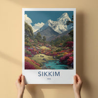 Sikkim Poster - India Travel Art - Sikkim Colorful Valley Animals Home Decor
