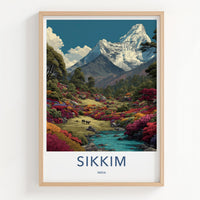 Sikkim Poster - India Travel Art - Sikkim Colorful Valley Animals Home Decor