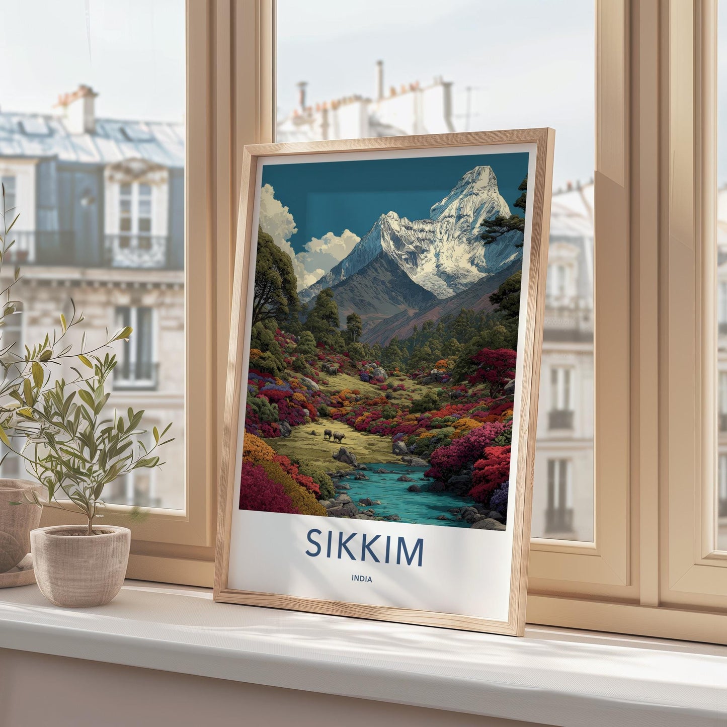Sikkim Poster - India Travel Art - Sikkim Colorful Valley Animals Home Decor