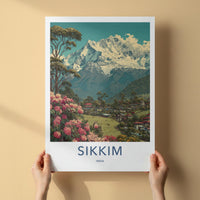 Sikkim Poster - India Travel Art - Sikkim Himalayan Scene Home Decor