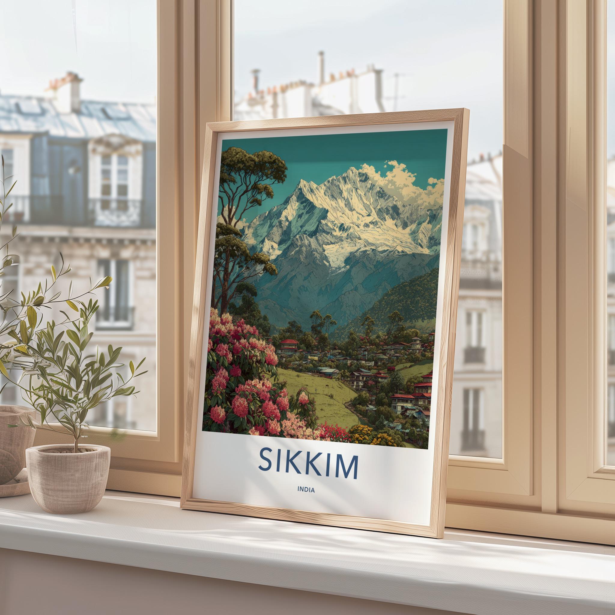 Sikkim Poster - India Travel Art - Sikkim Himalayan Scene Home Decor