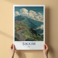 Sikkim Poster - India Travel Art - Sikkim Winding Mountain Road Home Decor