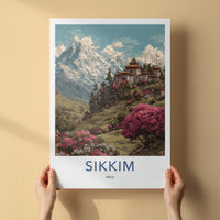 Sikkim Poster - India Wall Art - Sikkim Mountain Temple Blooms Gallery Art