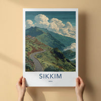 Sikkim Poster - India Wall Art - Sikkim Winding Mountain Road Home Decor